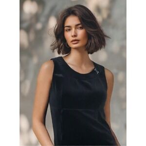 NWT Hanna Andersson Velvet Midi Dress Sleeveless Round Neck Black Size Small 4